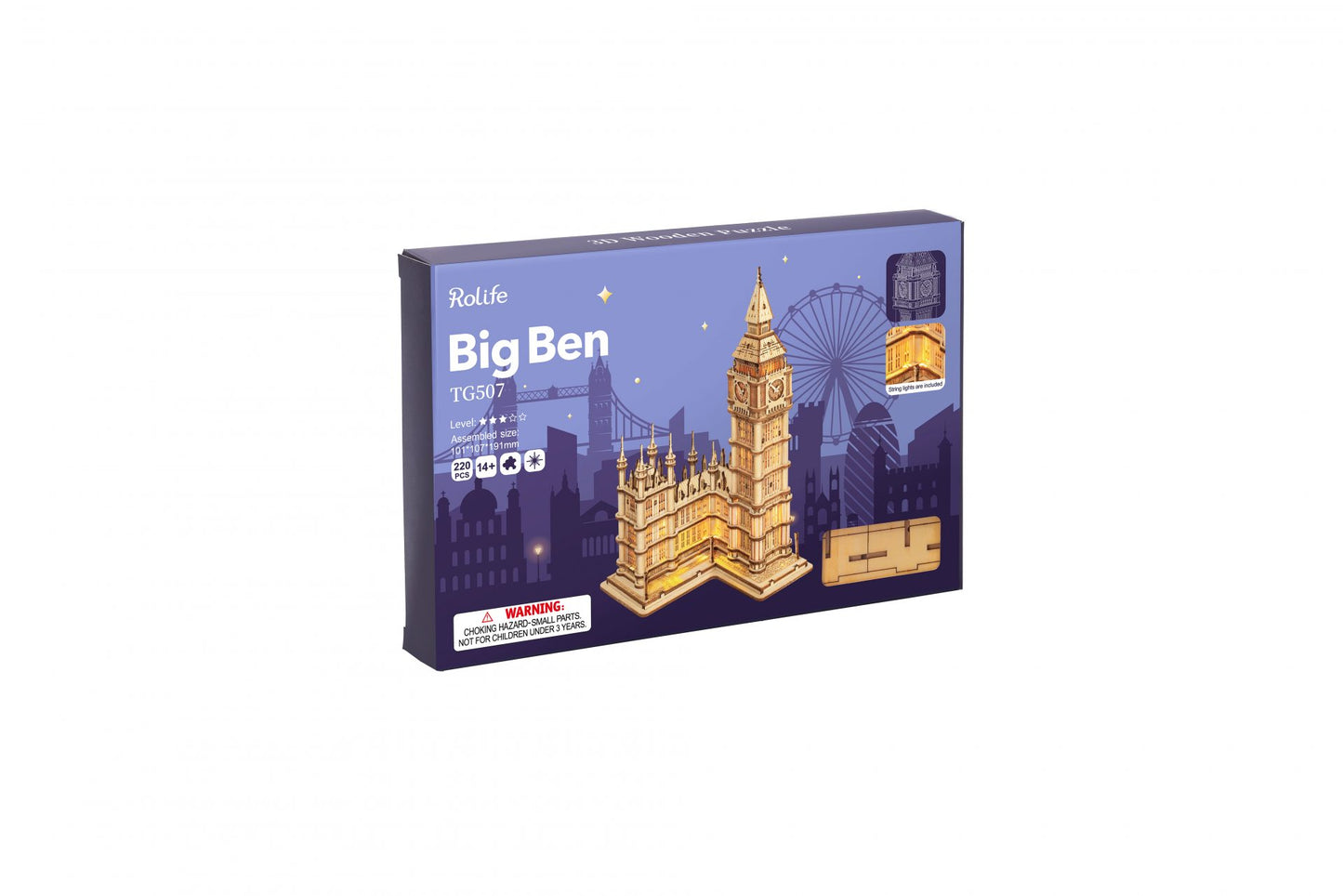 3D DIY Wooden Model Building Kit - Big Ben incl. lighting