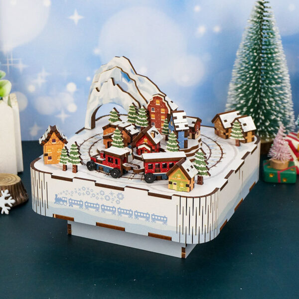 DIY Muziekdoosje - 3D Houten Puzzel, Snow Train