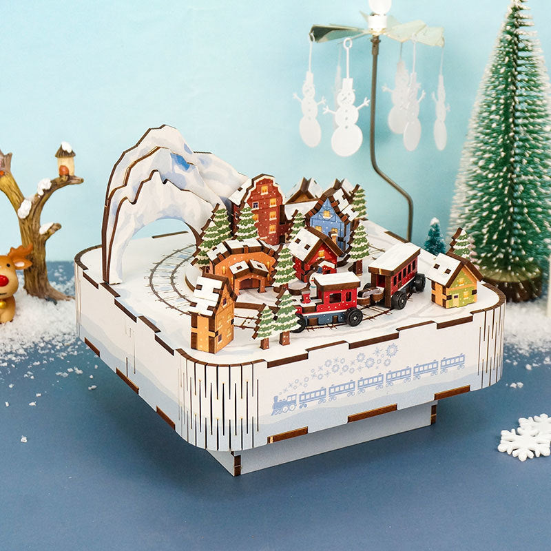 DIY Muziekdoosje - 3D Houten Puzzel, Snow Train