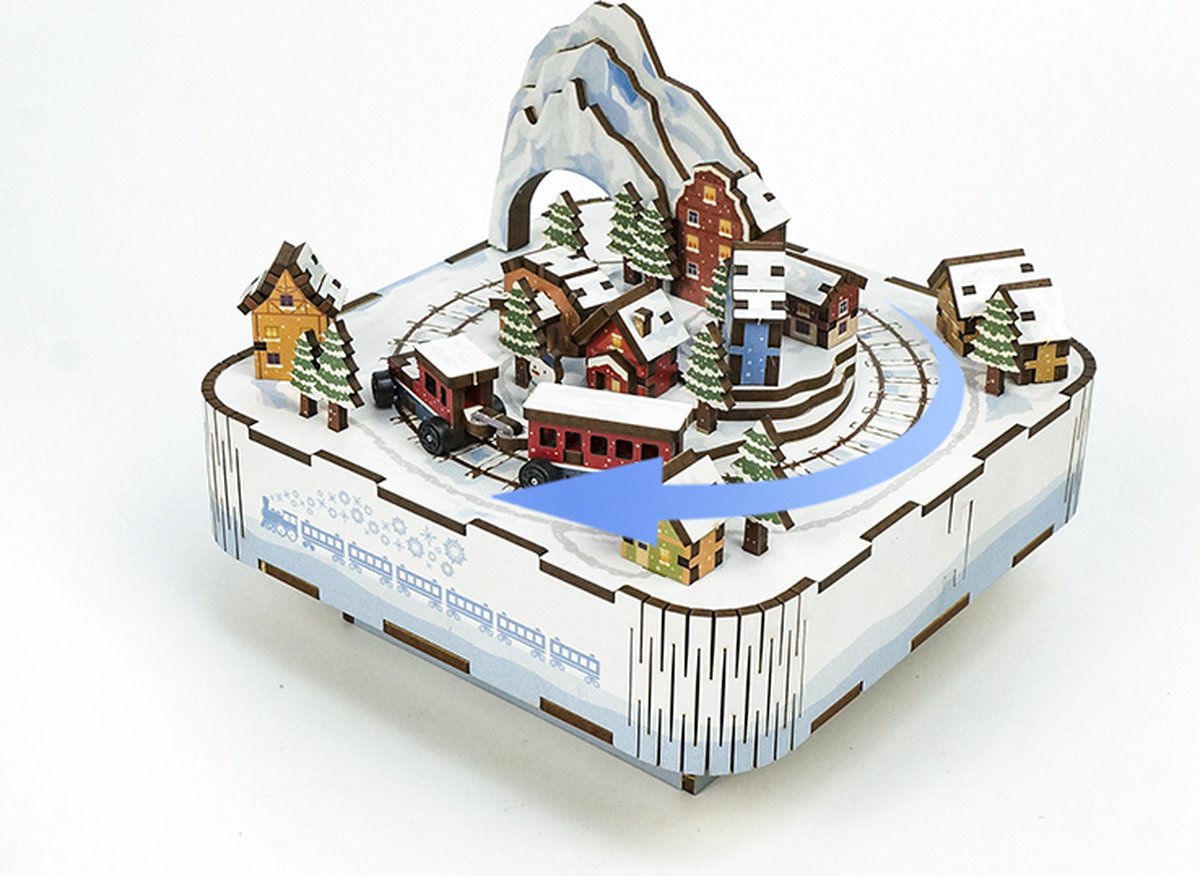 DIY Muziekdoosje - 3D Houten Puzzel, Snow Train