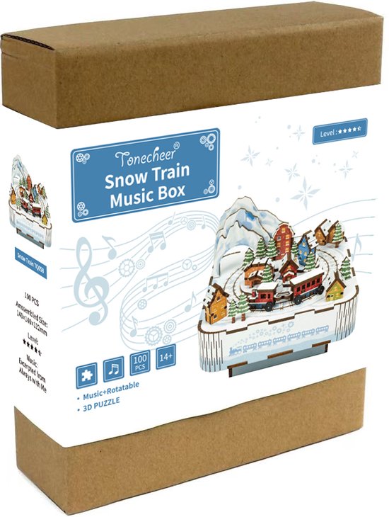 DIY Muziekdoosje - 3D Houten Puzzel, Snow Train