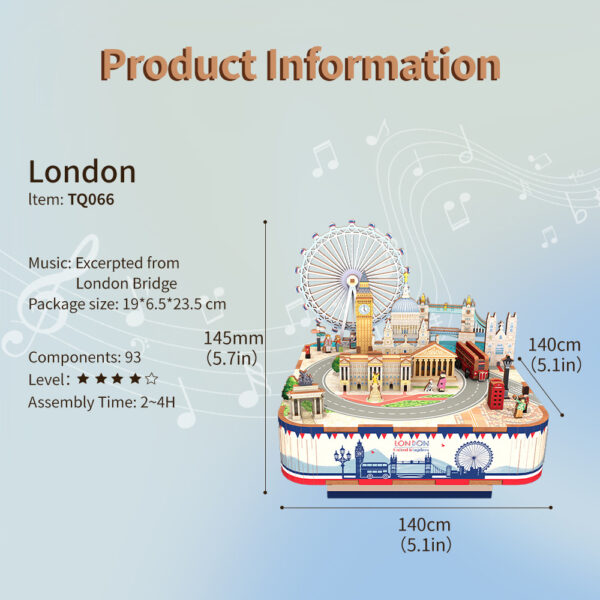 DIY Muziekdoosje - 3D Houten Puzzel, London