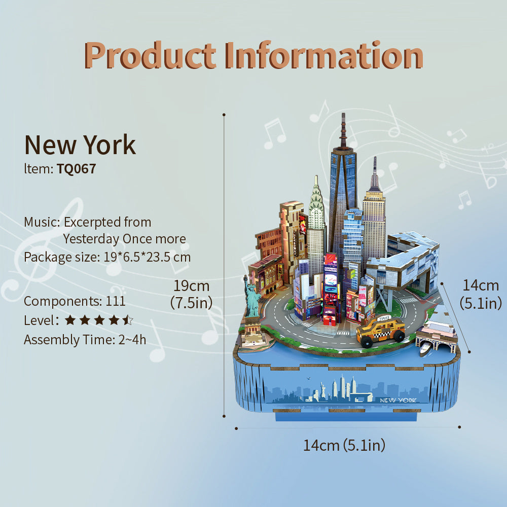 DIY Muziekdoosje - 3D Houten Puzzel, New York