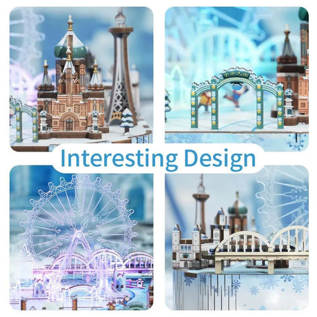 DIY Muziekdoosje - 3D Houten Puzzel, Snow World