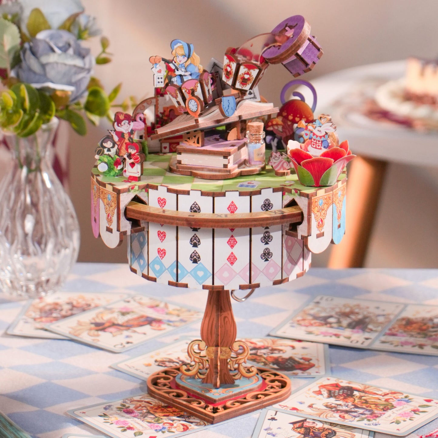 DIY Muziekdoosje - 3D Houten Puzzel, Alice’s Tea Party