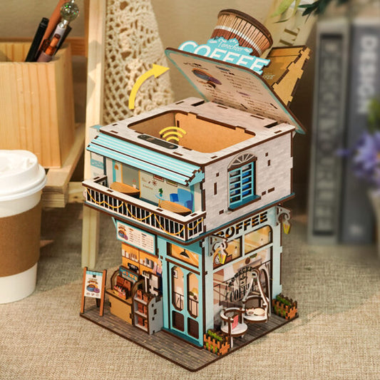 DIY bureau pennenbak - 3D Houten Puzzel, Cape Coffee Shop