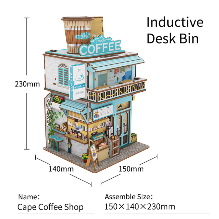 DIY bureau pennenbak - 3D Houten Puzzel, Cape Coffee Shop
