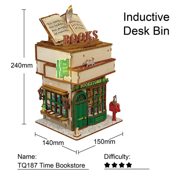 DIY bureau pennenbak - 3D Houten Puzzel, Time Bookstore