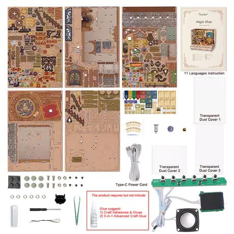 DIY 3D Houten Puzzel met 6x geluideffecten - Miniture House Magic Shop