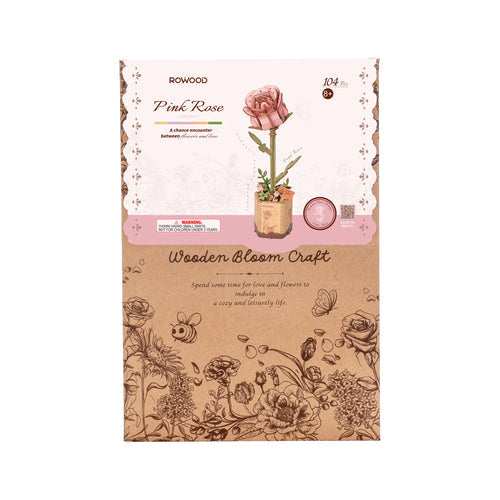 DIY Houten Bloem, Roze Roos