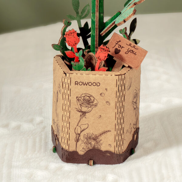 DIY Houten Bloem, Rode Roos