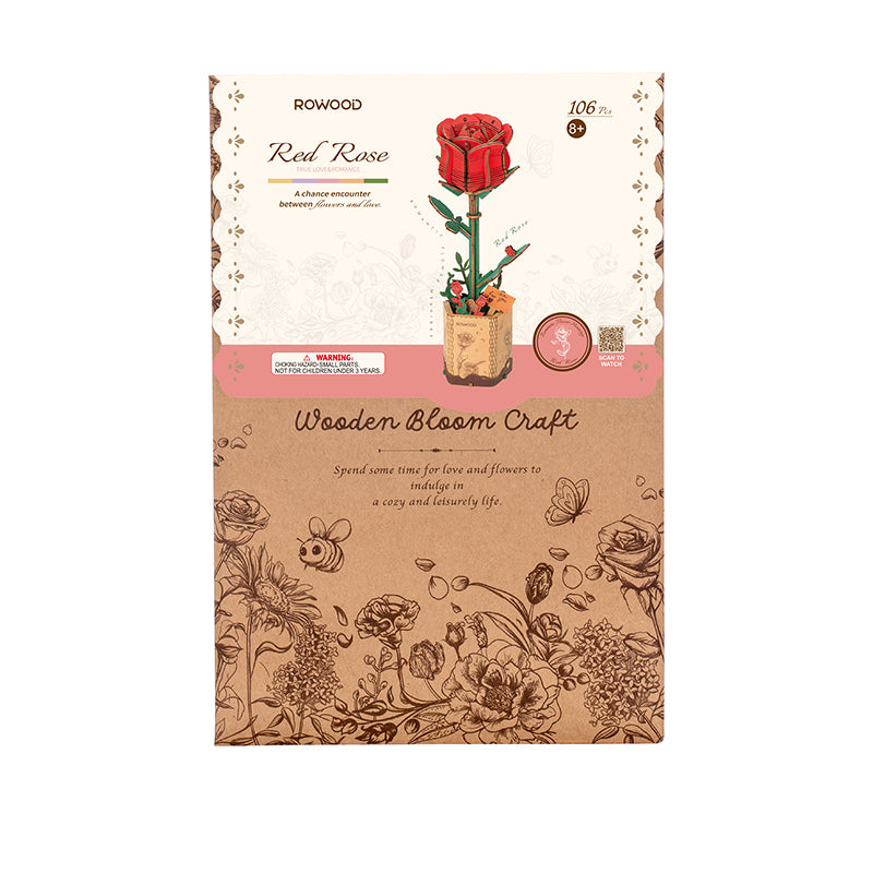 DIY Houten Bloem, Rode Roos