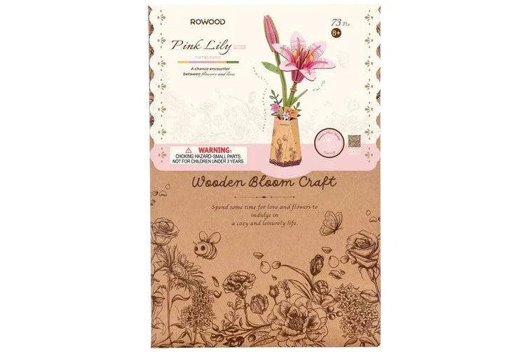 DIY Houten Bloem, Roze Lelie