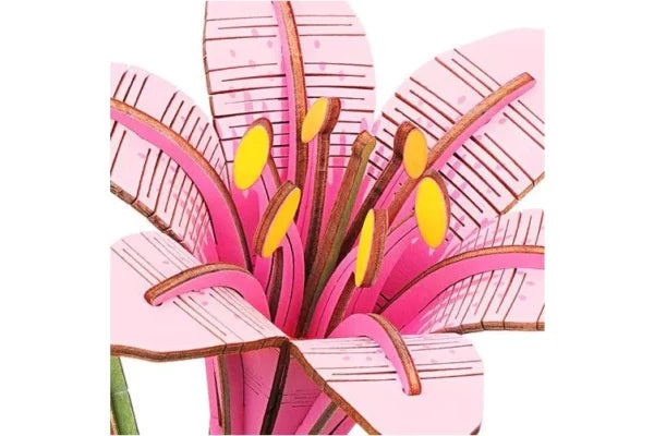 DIY Houten Bloem, Roze Lelie