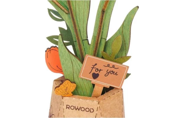 DIY Houten Bloem, Oranje Tulp
