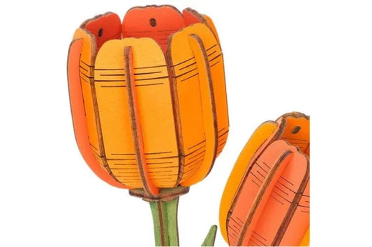 DIY Houten Bloem, Oranje Tulp