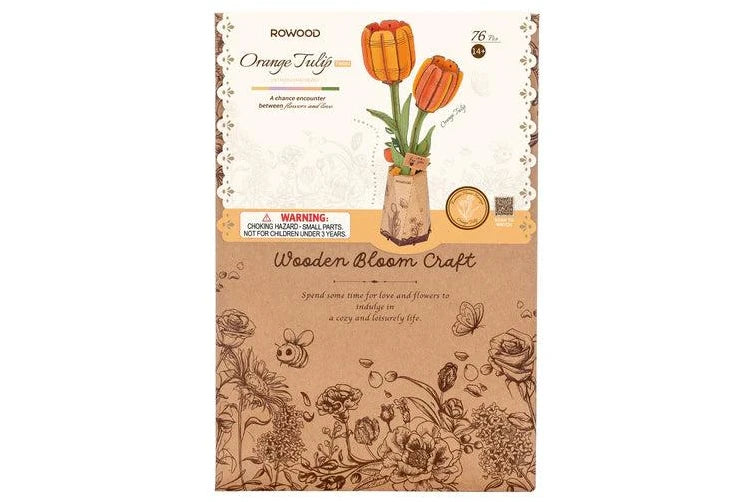 DIY Houten Bloem, Oranje Tulp