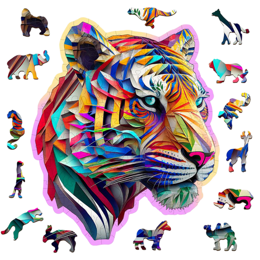 Houten Legpuzzel, Wooden City - Colorful Tiger
