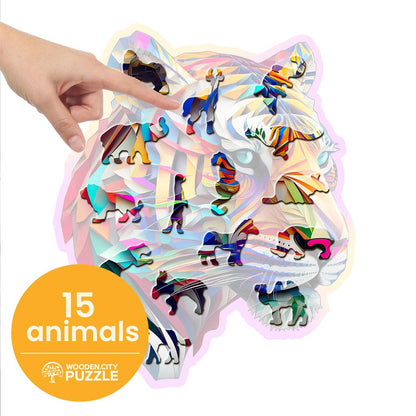 Houten Legpuzzel, Wooden City - Colorful Tiger