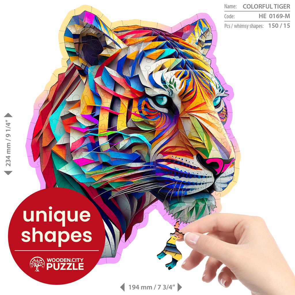 Houten Legpuzzel, Wooden City - Colorful Tiger