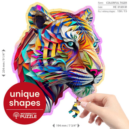 Houten Legpuzzel, Wooden City - Colorful Tiger