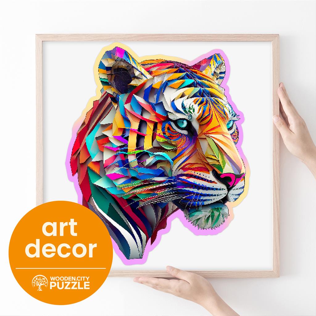 Houten Legpuzzel, Wooden City - Colorful Tiger