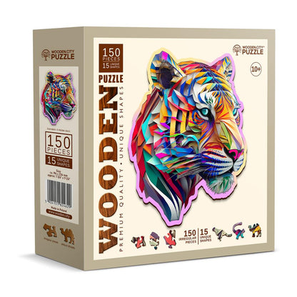 Houten Legpuzzel, Wooden City - Colorful Tiger