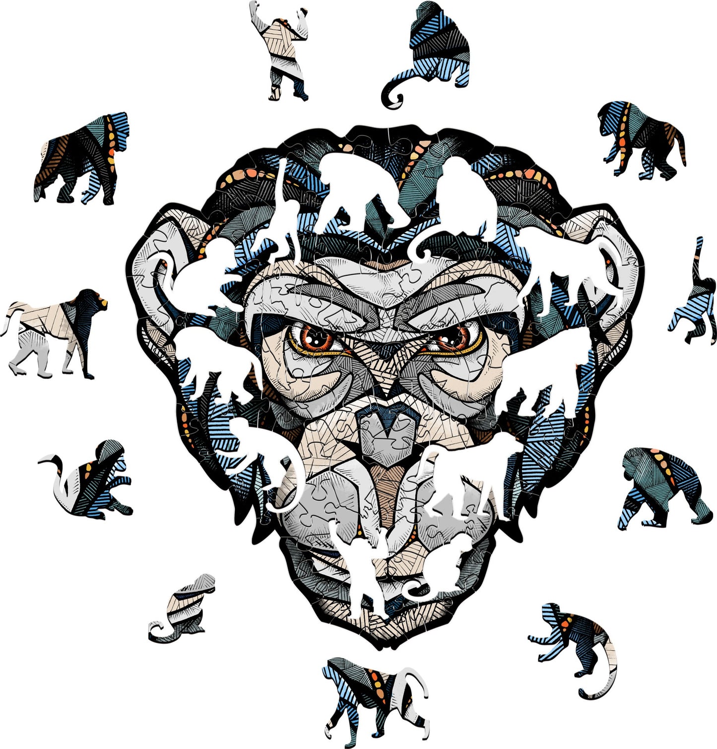 Eco Wood Art (EWA), Houten Legpuzzel Chimpansee