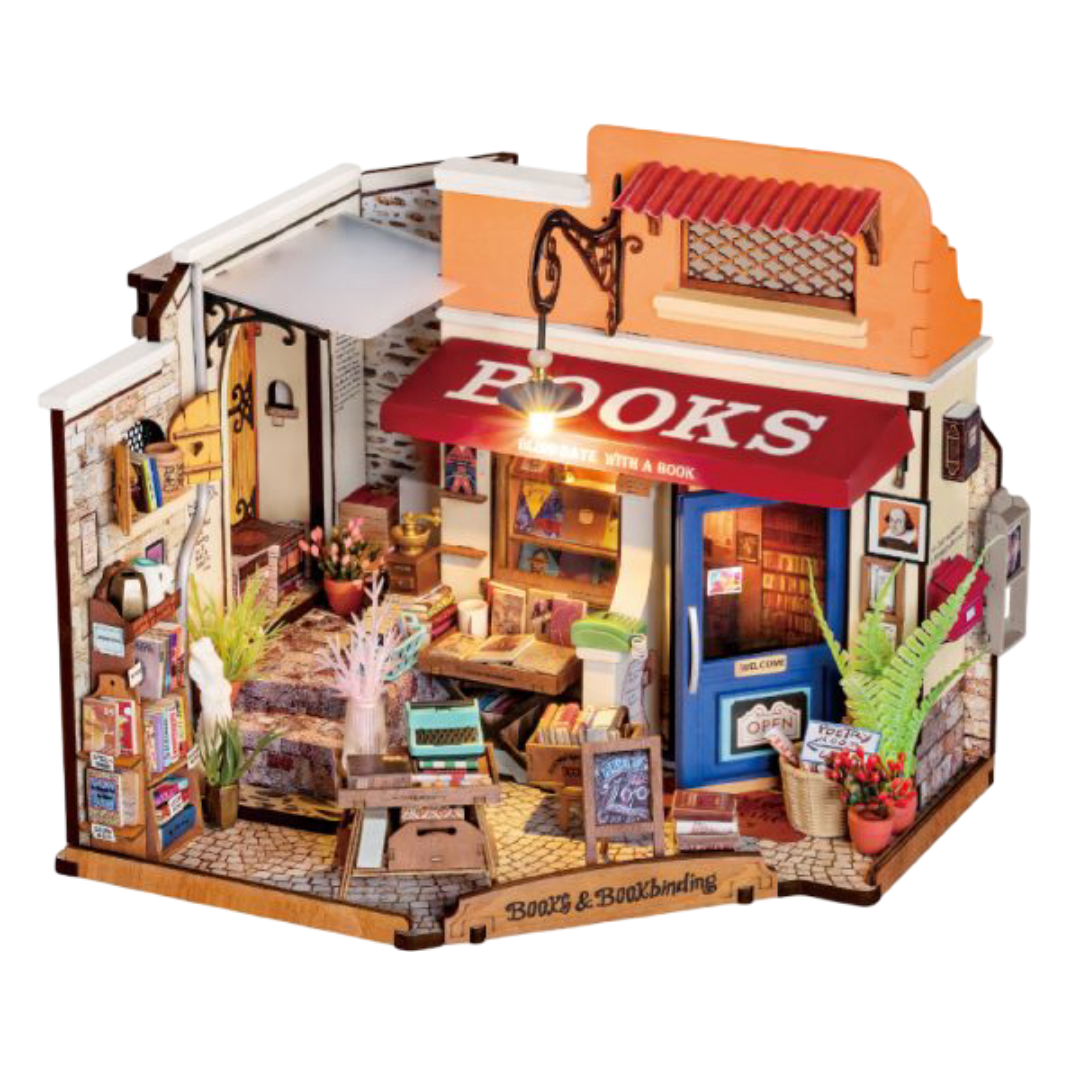 DIY Huisje - Corner Bookstore met LED verlichting