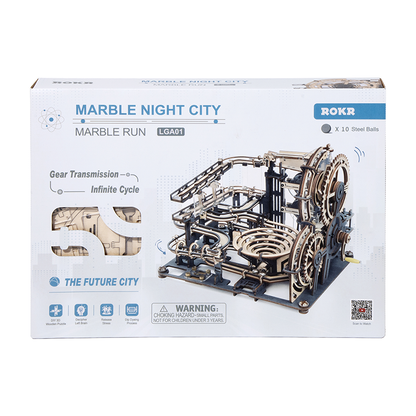 3D DIY Houten Modelbouwpakket - Knikkerbaan Marble Night City