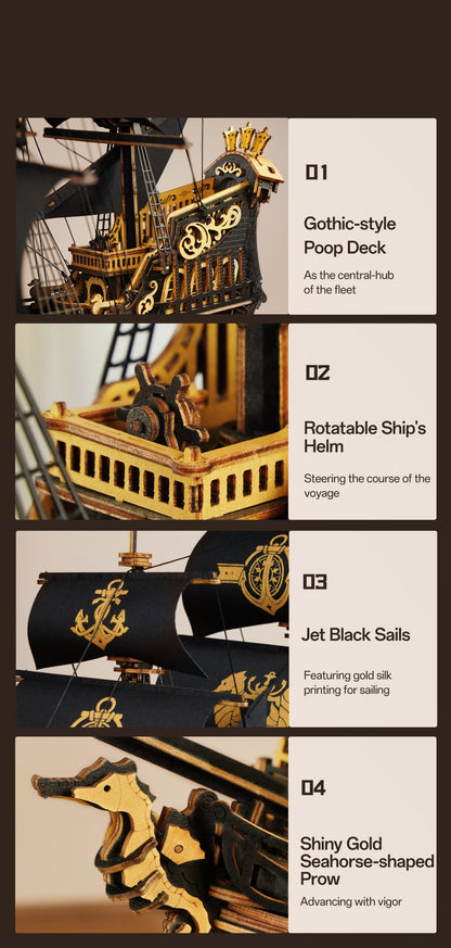 3D DIY Wooden Model Building Kit - The Seahorse Barque