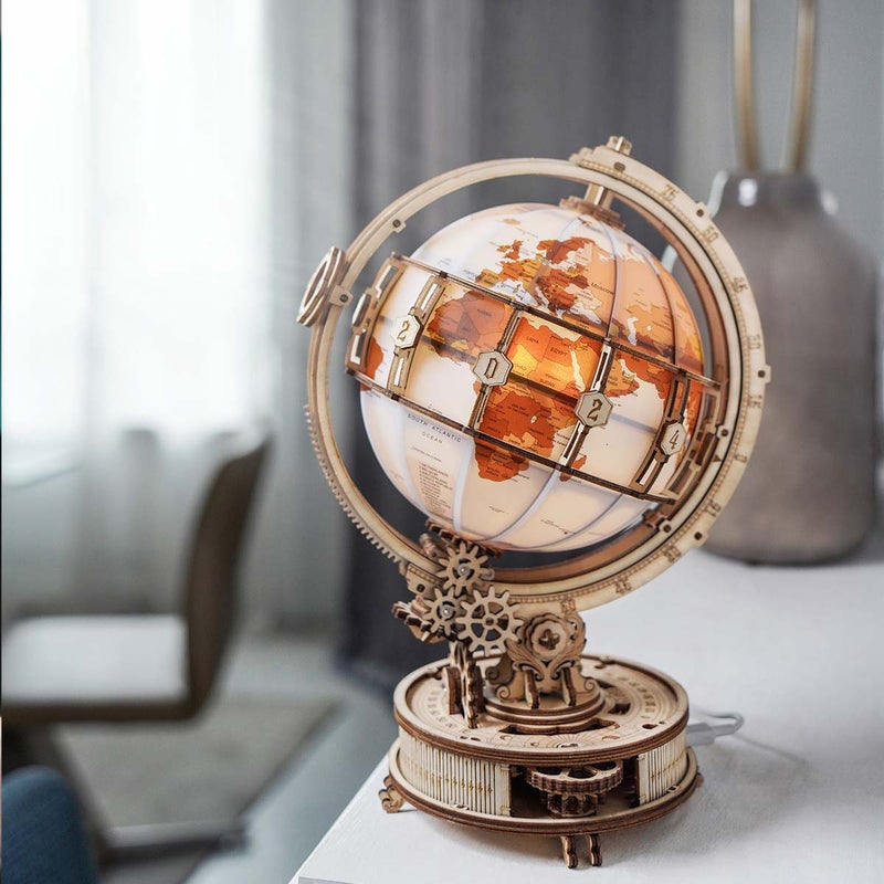 3D DIY Houten Modelbouwpakket - Wereldbol incl. verlichting