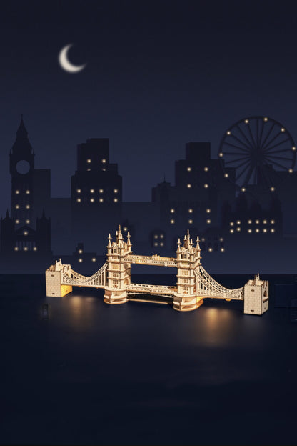 3D DIY Wooden Model Building Kit - Tower Bridge incl. lighting