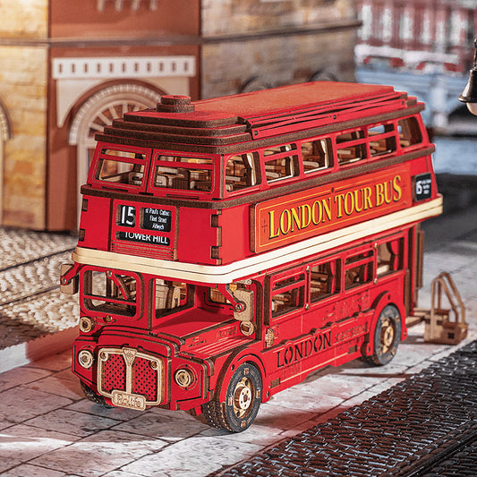 3D DIY Wooden Model Building Kit - London Tour Bus