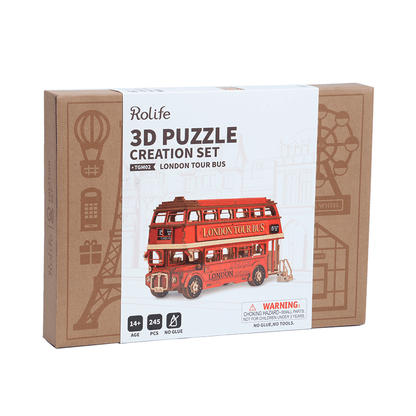 3D DIY Wooden Model Building Kit - London Tour Bus