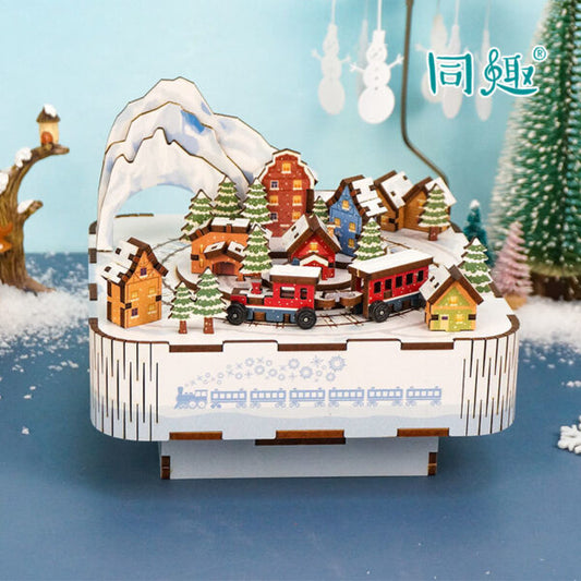 DIY Muziekdoosje - 3D Houten Puzzel, Snow Train