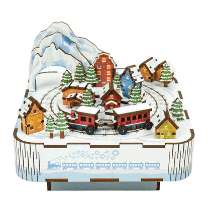 DIY Muziekdoosje - 3D Houten Puzzel, Snow Train