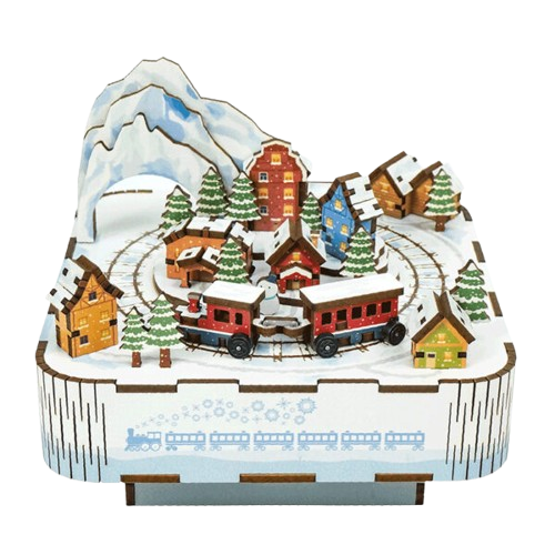DIY Muziekdoosje - 3D Houten Puzzel, Snow Train