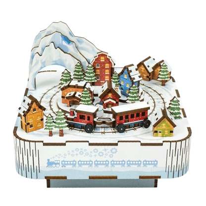 DIY Muziekdoosje - 3D Houten Puzzel, Snow Train
