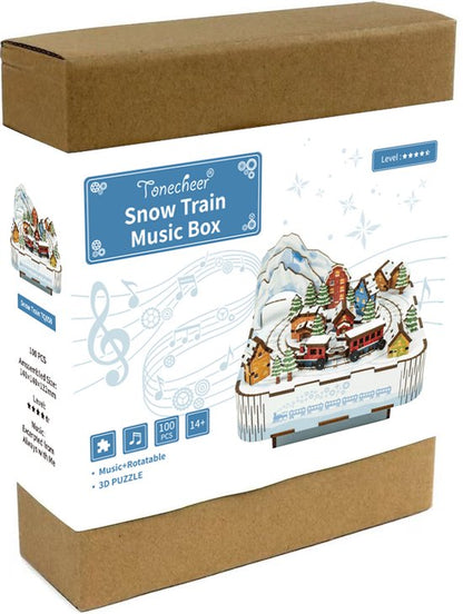 DIY Muziekdoosje - 3D Houten Puzzel, Snow Train