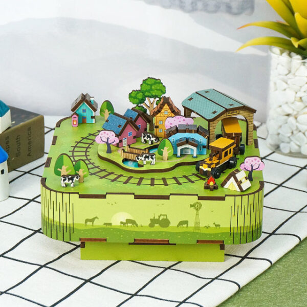 DIY Muziekdoosje - 3D Houten Puzzel, Singing In The Meadow