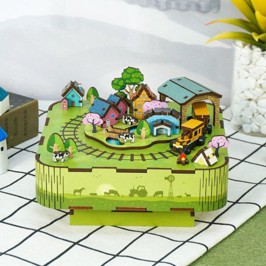 DIY Muziekdoosje - 3D Houten Puzzel, Singing In The Meadow
