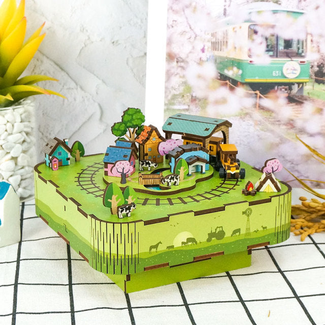 DIY Muziekdoosje - 3D Houten Puzzel, Singing In The Meadow