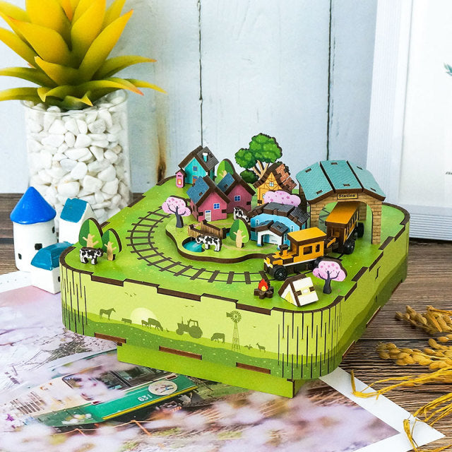 DIY Muziekdoosje - 3D Houten Puzzel, Singing In The Meadow