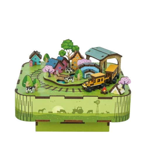 DIY Muziekdoosje - 3D Houten Puzzel, Singing In The Meadow