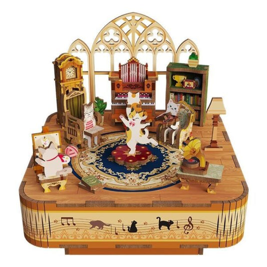 DIY Muziekdoosje - 3D Houten Puzzel, Cat’s Family