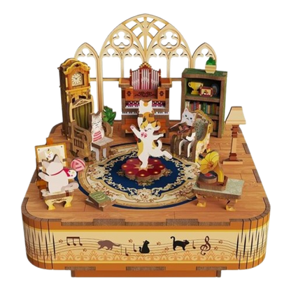 DIY Muziekdoosje - 3D Houten Puzzel, Cat’s Family