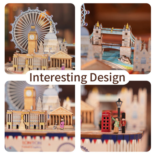 DIY Muziekdoosje - 3D Houten Puzzel, London
