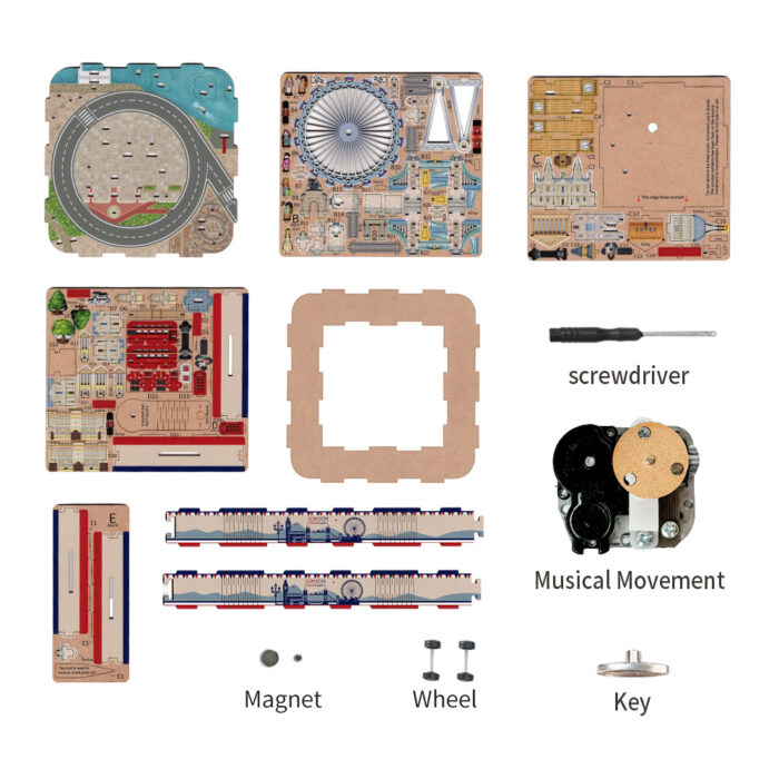 DIY Muziekdoosje - 3D Houten Puzzel, London