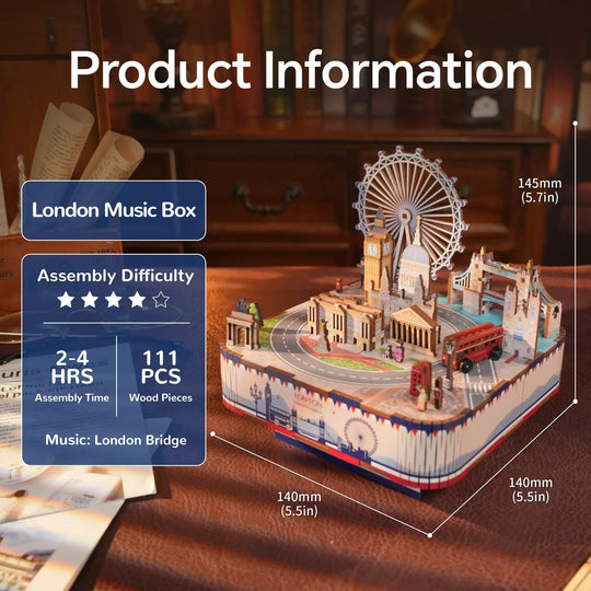 DIY Muziekdoosje - 3D Houten Puzzel, London